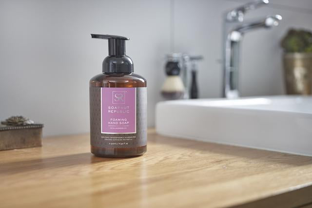 Naturally antiseptic and antifungal, blended with Lavender Essential Oil to produce non-toxic, moisturizing, antibacterial foaming hand soap that is hypoallergenic and gentle on all skin types. Delivers 70% more hand washes without artificial fragrance.